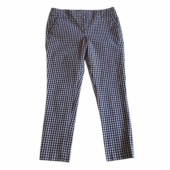Loft Checkered Modern Skinny Ankle Pant Black White Check Sz 10 - Picture 1 of 11